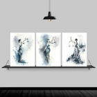 Kit 3 Quadros Deusa Da Justiça Aquarela Azul 24x18cm - Com Vi