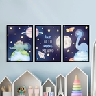 Kit 3 Quadros Dinossauro Astronauta Voe Alto 45x34cm - Com Vi
