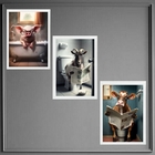 Kit 3 Quadros Divertidos Banheiro De Sítio 33x24cm Moldura:ma