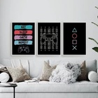 Kit 3 Quadros Eat Sleep Game Repeat 24x18cm - Com Vidro Moldu