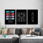 Kit 3 Quadros Eat Sleep Game Repeat 33x24cm Moldura:madeira B