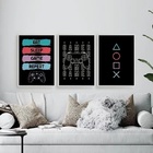 Kit 3 Quadros Eat Sleep Game Repeat 33x24cm Moldura:madeira P