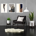 Kit 3 Quadros Elegantes Neutros Abstratos 45x34cm Moldura Bra