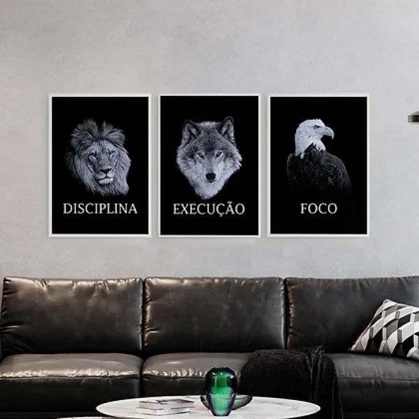 Kit 3 Quadros Empreendedorismo Palavras 45x34cm Moldura:madei