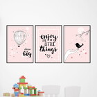 Kit 3 Quadros Enjoy The Little Things 60x40cm Moldura:madeira