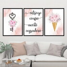 Kit 3 Quadros Entrego Aceito Confio Agradeço 33x24cm Moldura: