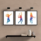 Kit 3 Quadros Esporte Tênis 33x24cm Moldura:madeira Branca