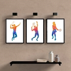 Kit 3 Quadros Esporte Tênis 33x24cm Moldura:madeira Preta