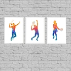 Kit 3 Quadros Esporte Tênis 33x24cm Moldura:madeira Preta