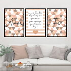 Kit 3 Quadros Eu Me Lembro - Triângulos 45x34cm - Com Vidro M