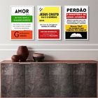 Kit 3 Quadros Evangélicos Remédios 33x24cm Moldura Preta