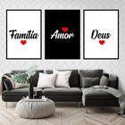 Kit 3 Quadros Família, Deus E Amor 45x34cm - Com Vidro Moldur