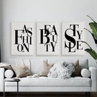 Kit 3 Quadros Fashion Beauty Style 33x24cm Moldura:madeira Pr