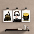 Kit 3 Quadros Fashion Marcas Famosas Mulher livros 45x34cm Mo