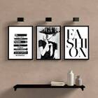 Kit 3 Quadros Fashion Preto E Branco A4 (20 X 30) Moldura