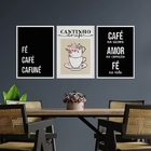 Kit 3 Quadros Fé Café Cafuné 45x34cm - Com Vidro Moldura:made