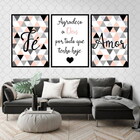 Kit 3 Quadros Fé E Amor - Triângulos 24x18cm Moldura:madeira