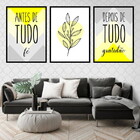 Kit 3 Quadros Fé E Gratidão Amarelo 33x24cm - Com Vidro Moldu