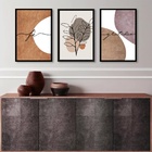 Kit 3 Quadros Fé E Gratidão Boho 33x24cm Moldura:madeira Bran