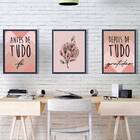 Kit 3 Quadros Fé E Gratidão - Chevron 24x18cm - Com Vidro Mol