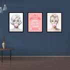 Kit 3 Quadros Feliz Dia Das Mães Divas 45x34cm - Com Vidro Mo