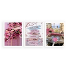 Kit 3 Quadros Femininos Fashion Rosa Cidades 45x34cm - Com Vi