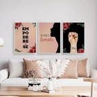 Kit 3 Quadros Feministas Empodere-se 45x34cm Moldura:madeira