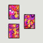 Kit 3 Quadros Figurativos Cantoras 45x34cm A3 (45 X 34)