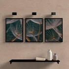 Kit 3 Quadros Flor Dente De Leão 24x18cm - Com Vidro Moldura: