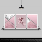 Kit 3 Quadros Flores Rosas Mármore 24x18cm Moldura:madeira Pr