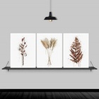 Kit 3 Quadros Flores Secas Aquarela 45x34cm - Com Vidro Moldu