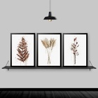 Kit 3 Quadros Flores Secas Aquarela 45x34cm - Com Vidro Moldu