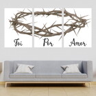 Kit 3 Quadros Foi Por Amor 24x18cm - Com Vidro Moldura:madeir