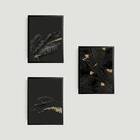 Kit 3 Quadros Folhas Pretas 45x34cm A3 (45 X 34)