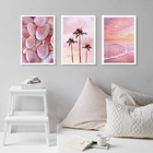 Kit 3 Quadros Fotografias  Praia Rosada 33x24cm Moldura:madei