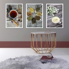 Kit 3 Quadros Fotografias Chás E Ervas 33x24cm - Com Vidro Mo