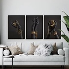 Kit 3 Quadros Fotografias Mãos Negras 60x40cm Moldura:madeira