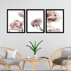 Kit 3 Quadros Fotografias Modernas Flores Rosê 33x24cm Moldur