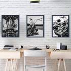 Kit 3 Quadros Fotografias Motocicletas 24x18cm - Com Vidro Mo