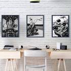 Kit 3 Quadros Fotografias Motocicletas 33x24cm - Com Vidro Mo