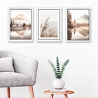 Kit 3 Quadros Fotografias Paisagens bege 33x24cm - Com Vidro