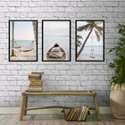 Kit 3 Quadros Fotografias Praia Soft relax 33x24cm Moldura:ma