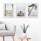 Kit 3 Quadros Fotografias Praia Soft relax 45x34cm Moldura:ma
