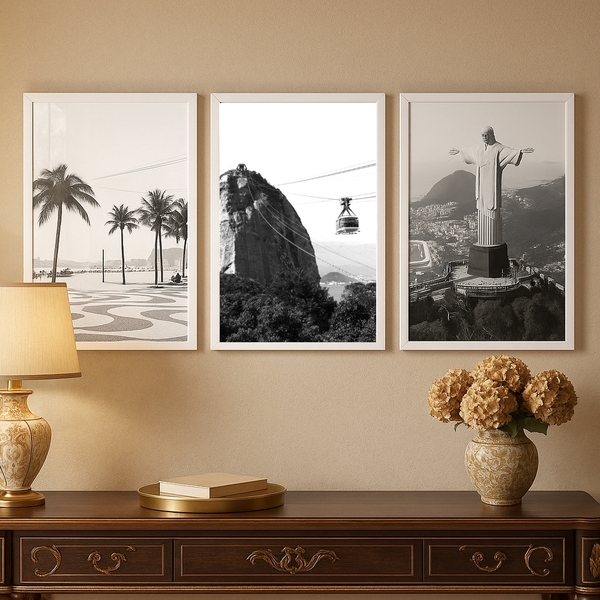 Kit 3 Quadros Fotos Cidade Rio De Janeiro Peb 24x18cm Moldura