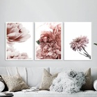 Kit 3 Quadros Fotos Flores Tons Rosê 45x34cm Moldura Preta