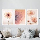 Kit 3 Quadros Fotos Modernas Flores Tons Pêssego 33x24cm - Co