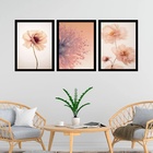 Kit 3 Quadros Fotos Modernas Flores Tons Pêssego 45x34cm - Co