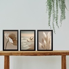 Kit 3 Quadros Fotos Suaves Bege Para Sala Ou Quarto 45x34cm -