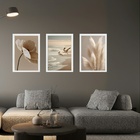 Kit 3 Quadros Fotos Suaves Bege Para Sala Ou Quarto 45x34cm M