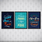 Kit 3 Quadros Frases Motivacionais Corporativas 33x24cm - Com